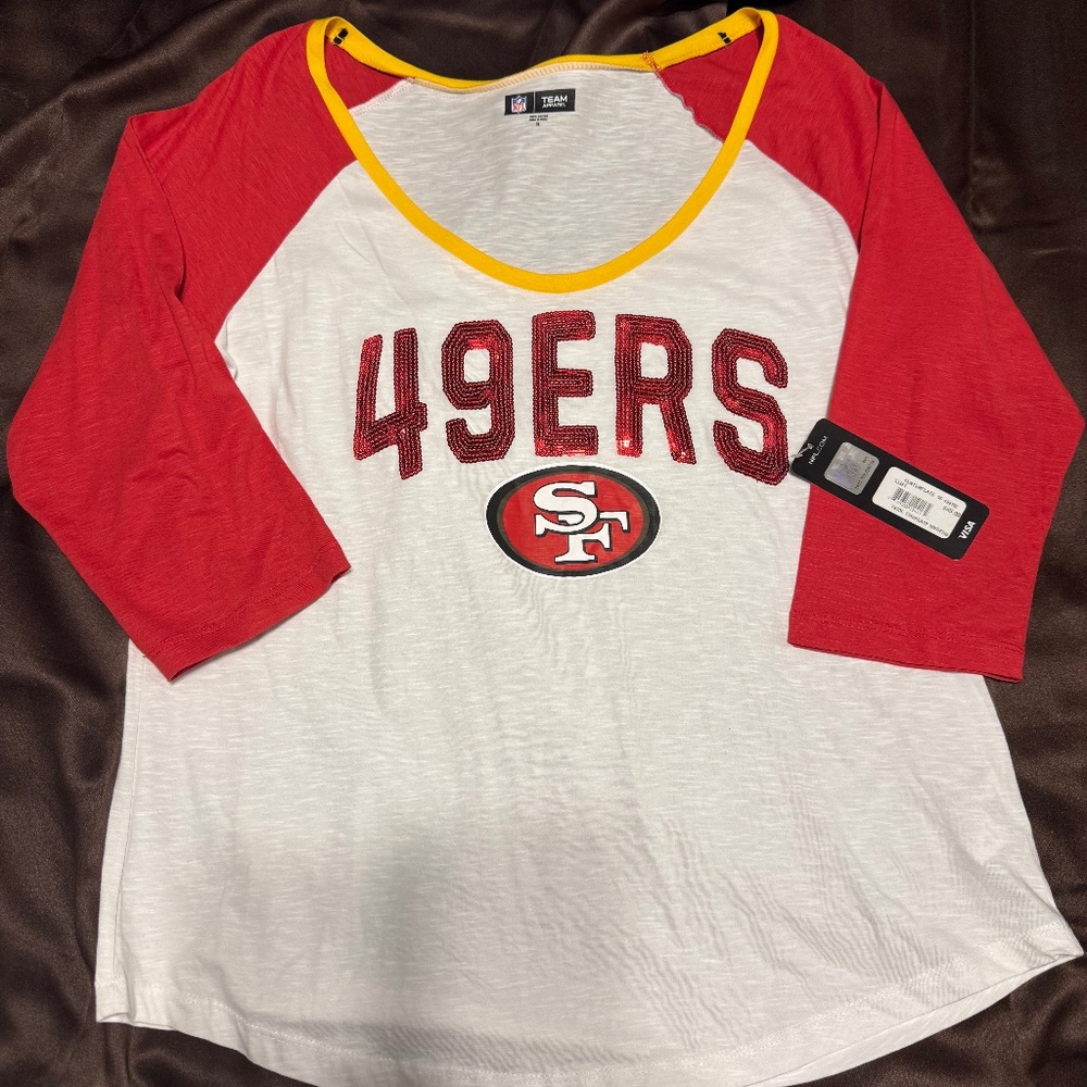 NFL 49ers Women’s XL shirt with 49ers in Sequins